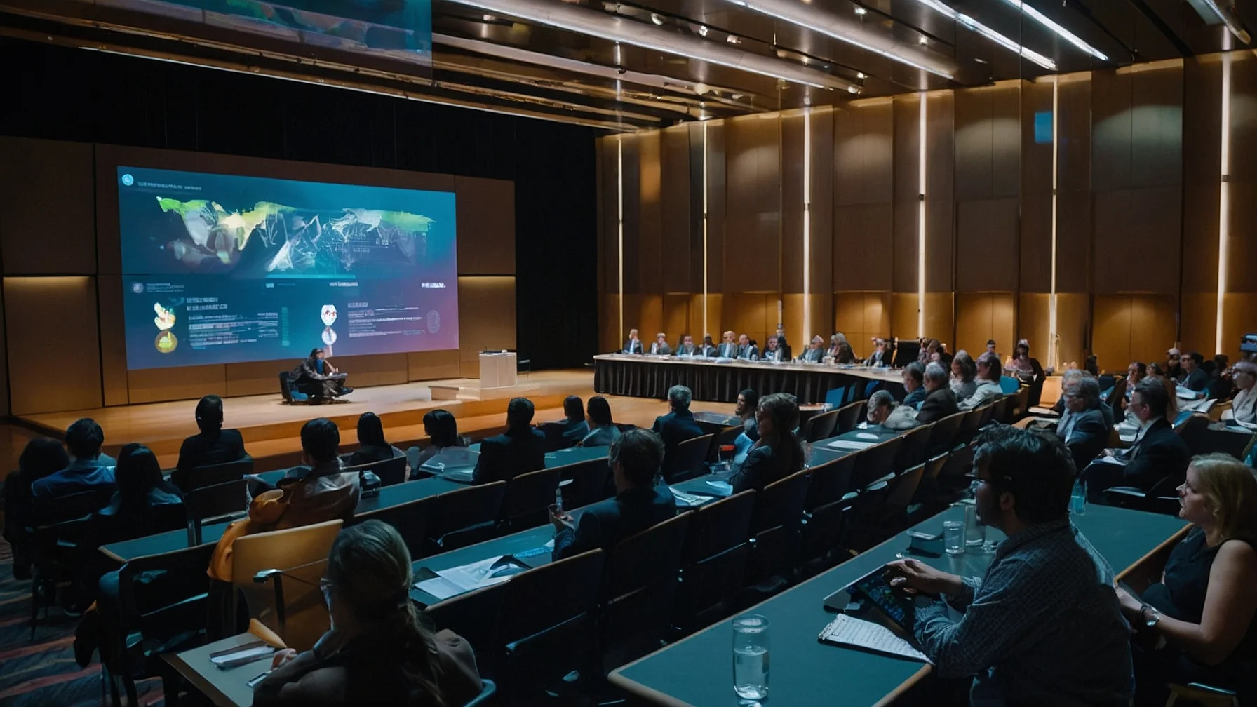 A modern conference hall filled with attendees - Best AI Conferences: All Must-Attend Top AI Conferences 2024!