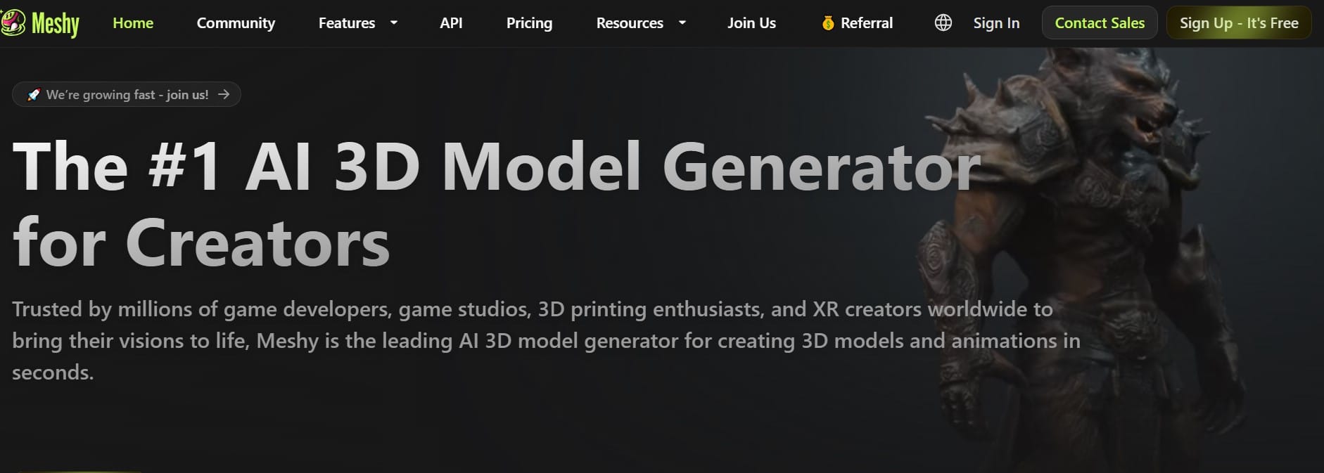 Meshy AI - the Advanced 3D Model Generation Technology Tool<a href="https://www.meshy.ai/" rel="nofollow">Source</a>
