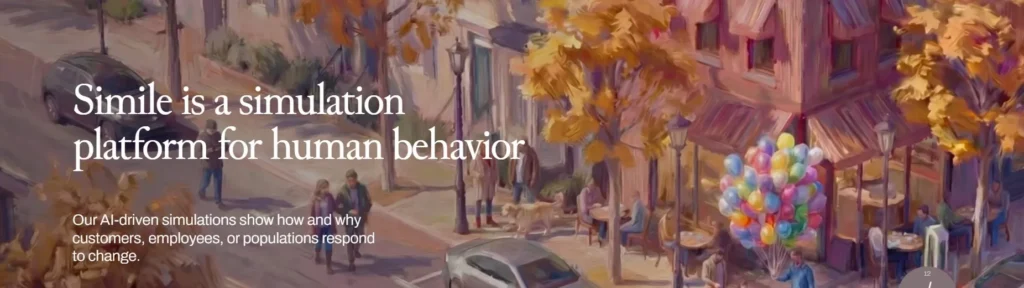 Front page of Simile AI human behavior prediction company