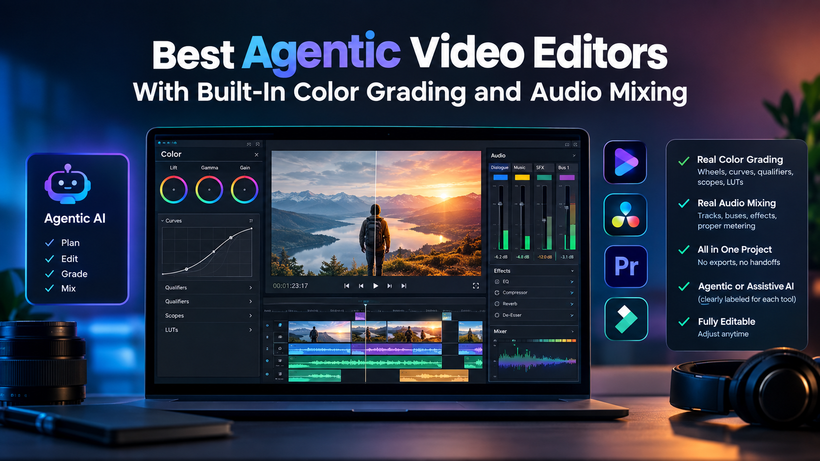 Best Agentic Video Editors With Built-In Color Grading and Audio Mixing